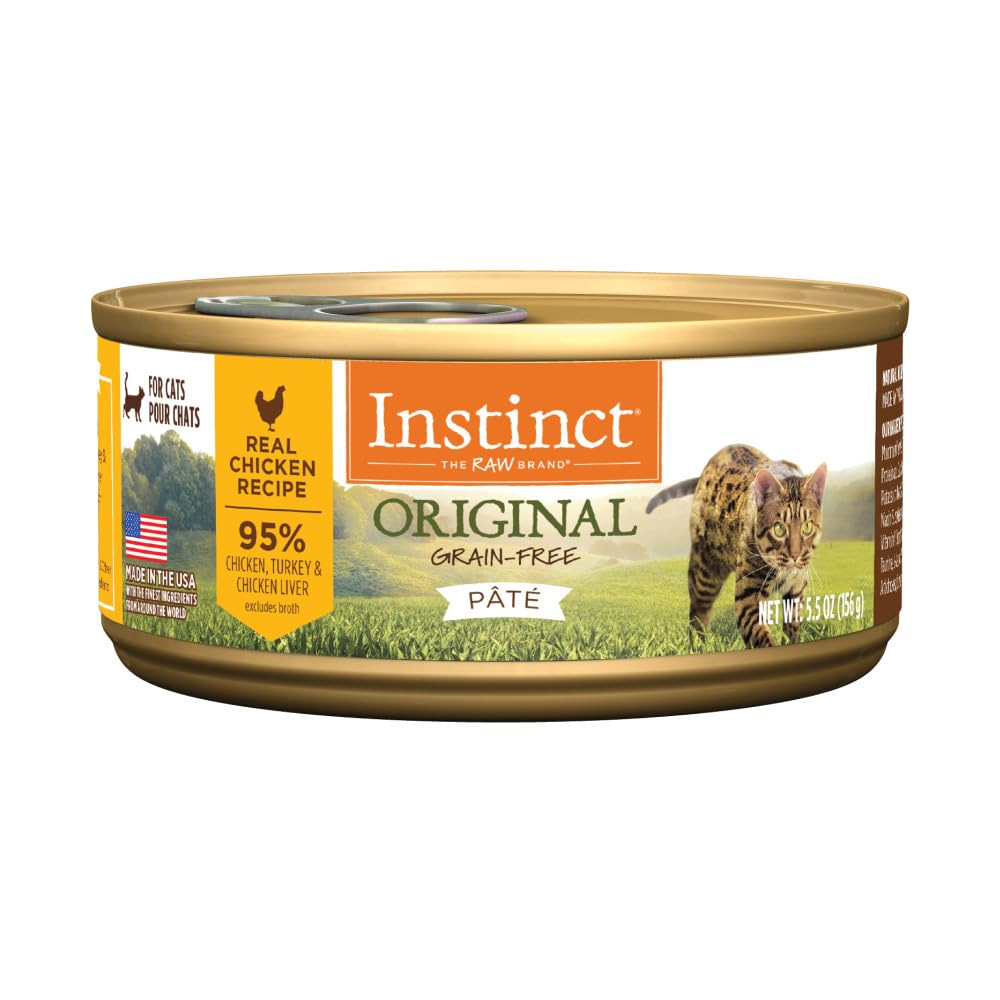Instinct Pate Pollo Real para Gatos: lata sabrosa con proteína de alta calidad para músculos.
