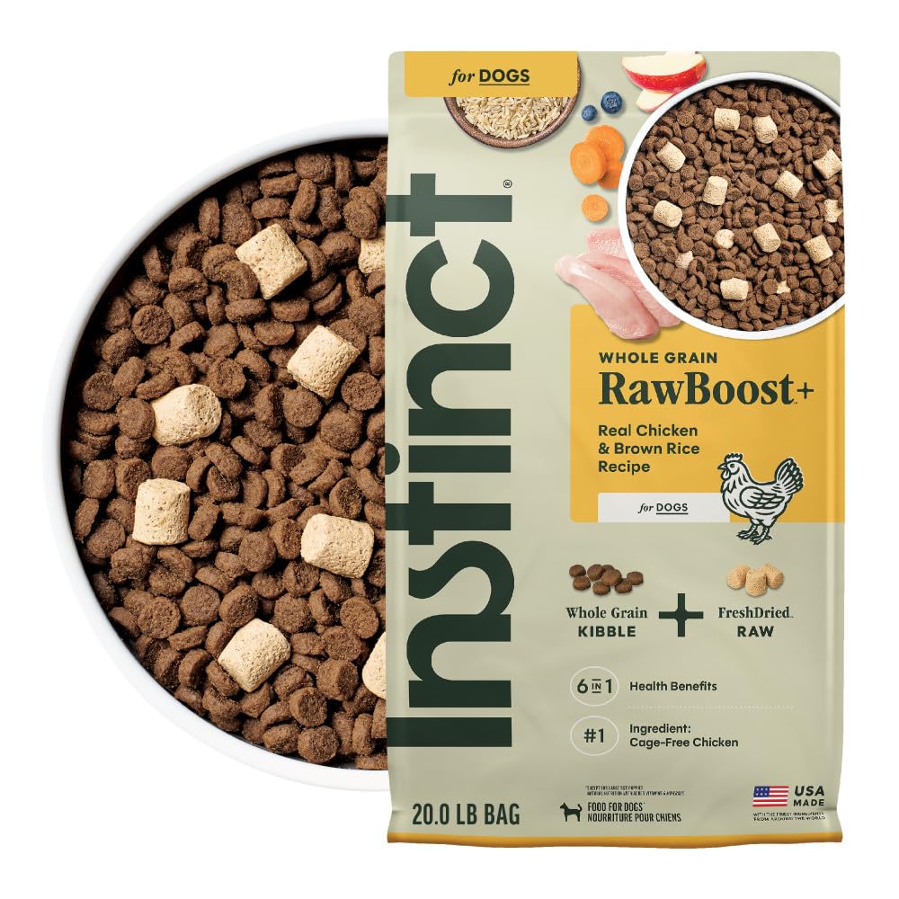 Instinct RawBoost, bolsa de 20 lb, comida seca para perros de alta calidad.