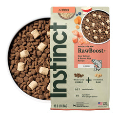 Instinct RawBoost: bolsa frontal muestra nutrición de alto rendimiento.