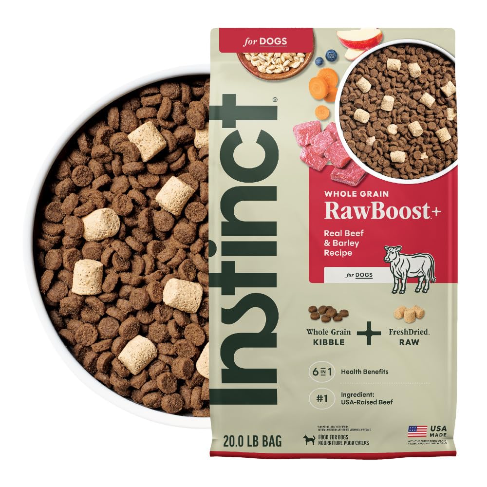 Instinct RawBoost croquetas-crujientes: textura atractiva y sabor natural para perros activos.