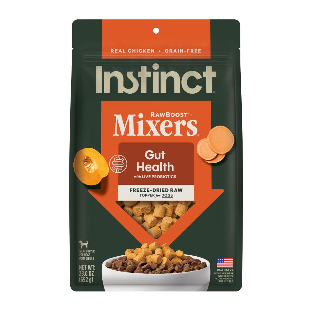 Instinct RawBoost mezcla para perros con pollo libre de jaula, sabor irresistible.