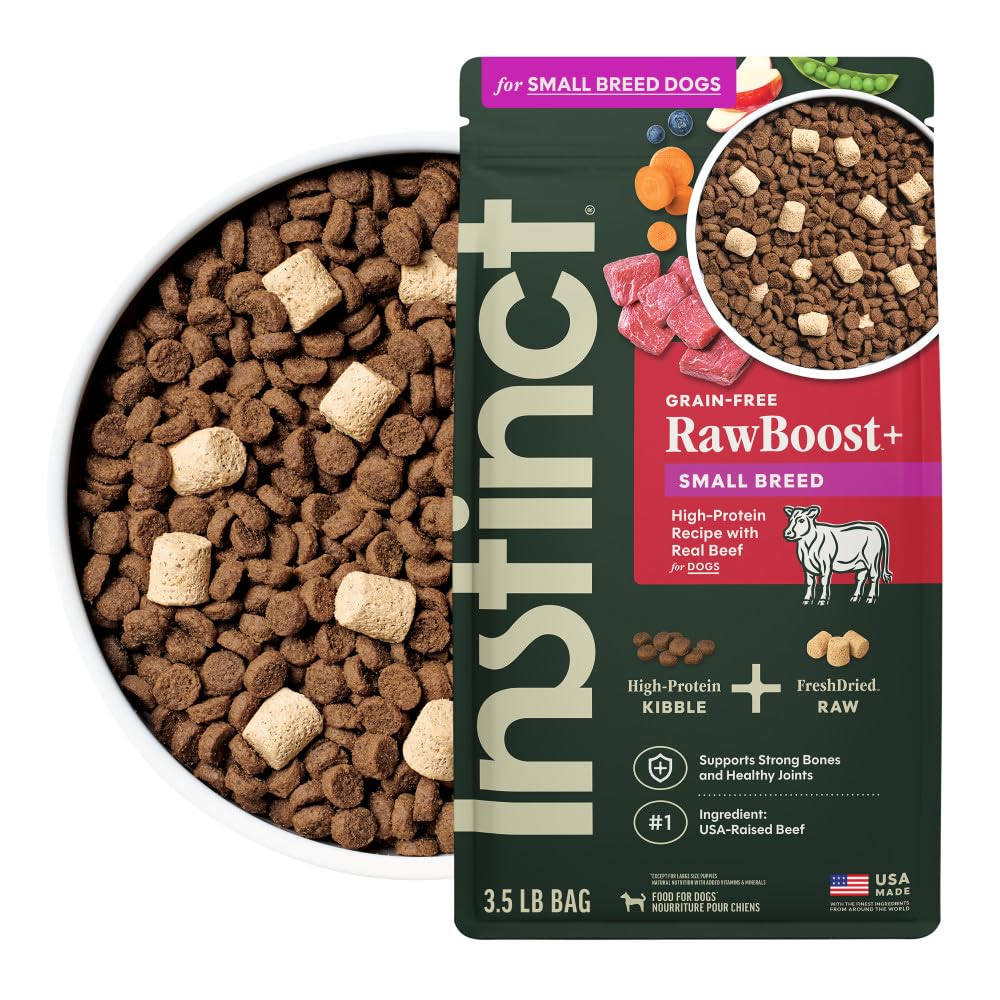 Instinct RawBoost para pequeña raza; bolsa de 3-5 libras, fácil de transportar.