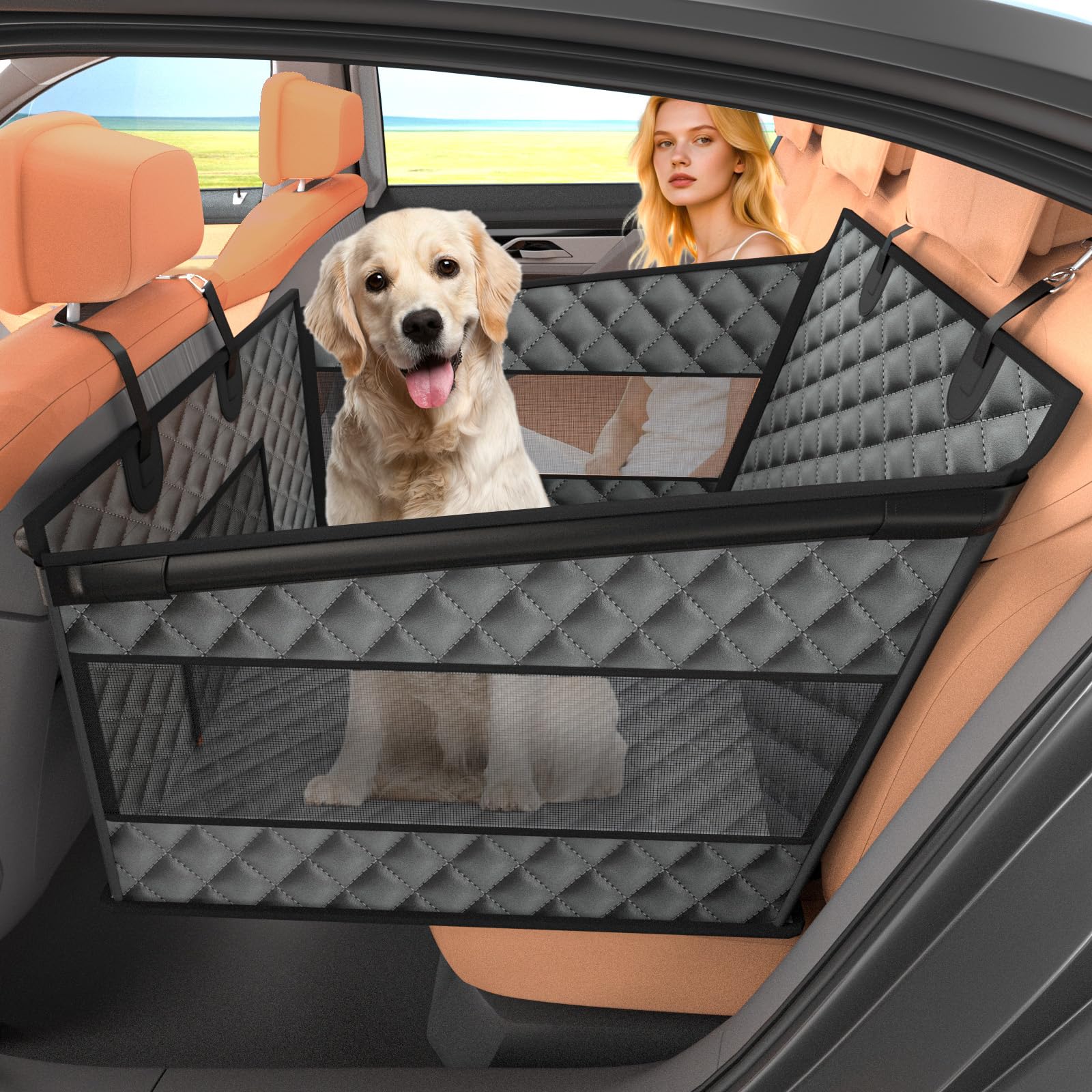 Instraella asiento para perro grande en coche con espacio adicional para estirarse