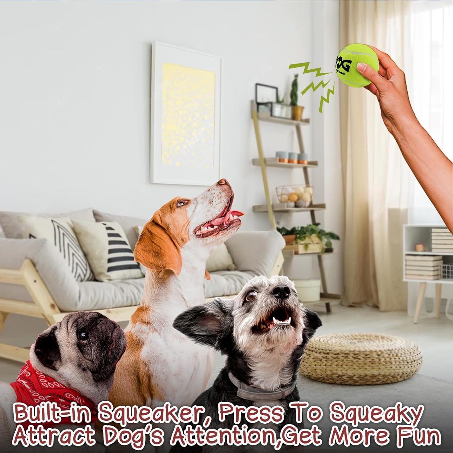 INSUM pelotas de tenis para perros, colores vivos para localización rápida durante el juego.