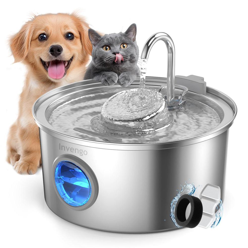 Invengo bebedero gato acero inoxidable con capacidad 3,2 L para mascotas felices