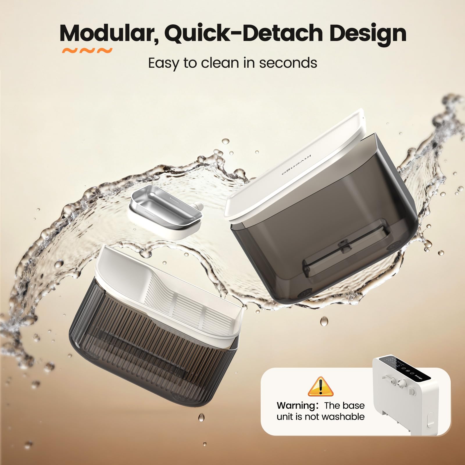 Invengo bebedero con controles de agua y niveles ajustables.