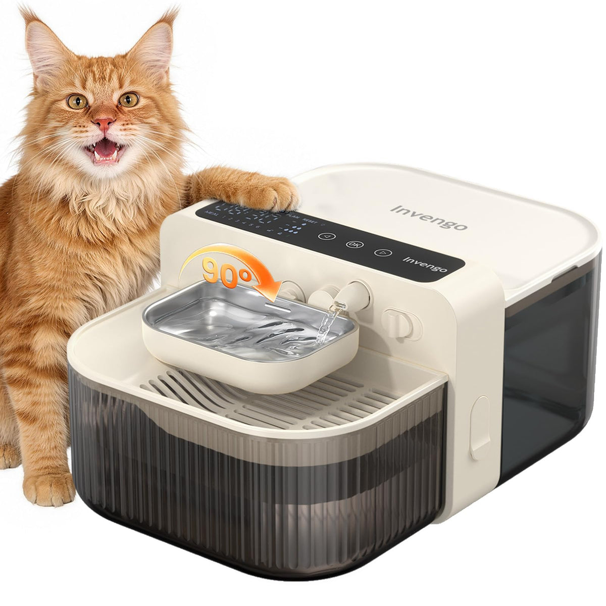 Invengo bebederos para gatos sin filtros con separación de residuos para agua limpia.