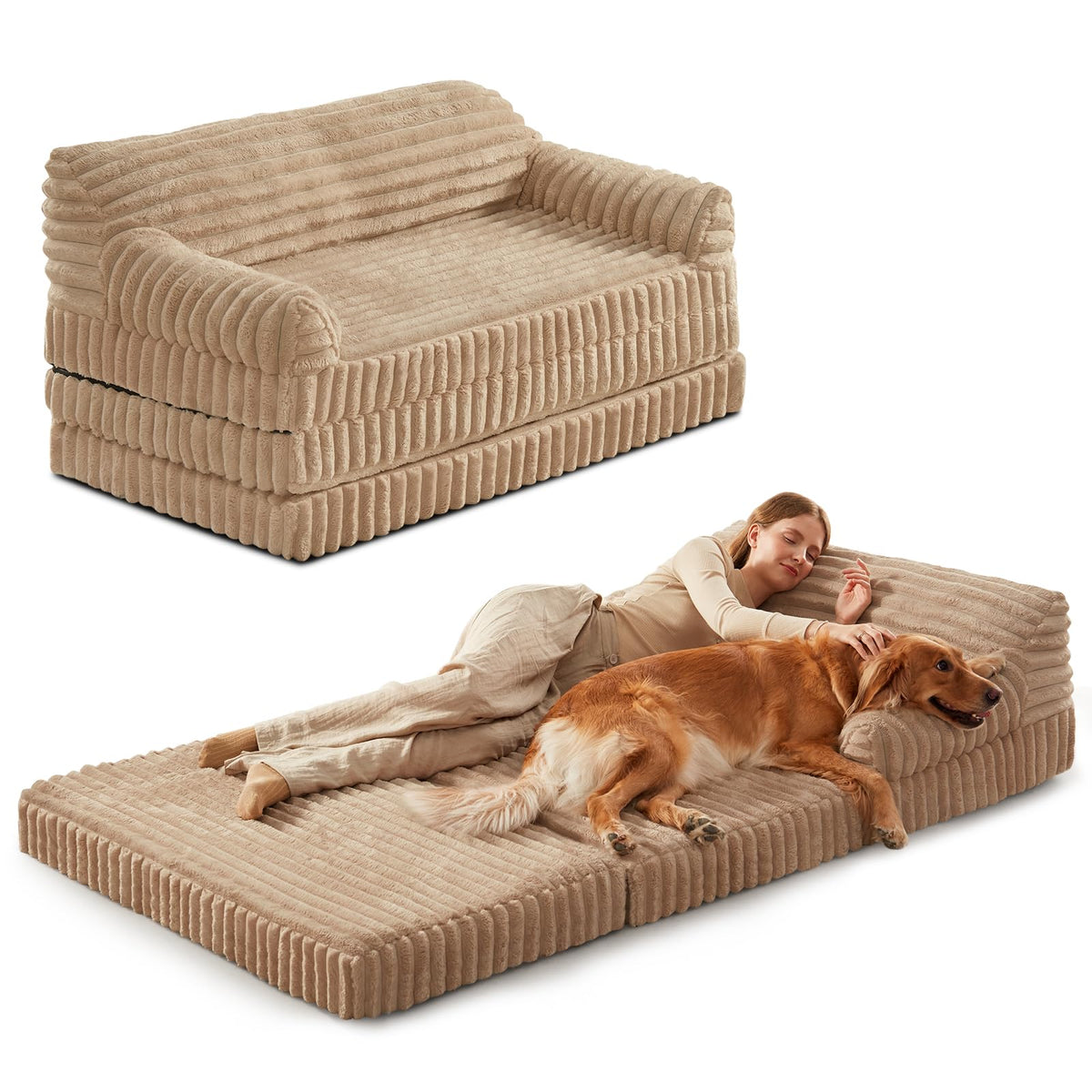 INVENHO Cama humana-perro plegable con amplio espacio para descansar
