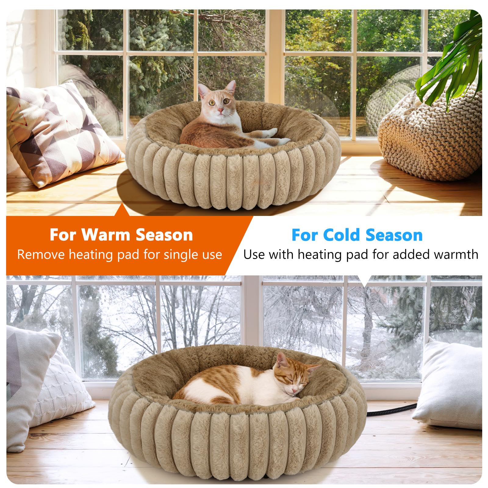 Cama para todas las estaciones INVENHO, suave y cálida para mascotas