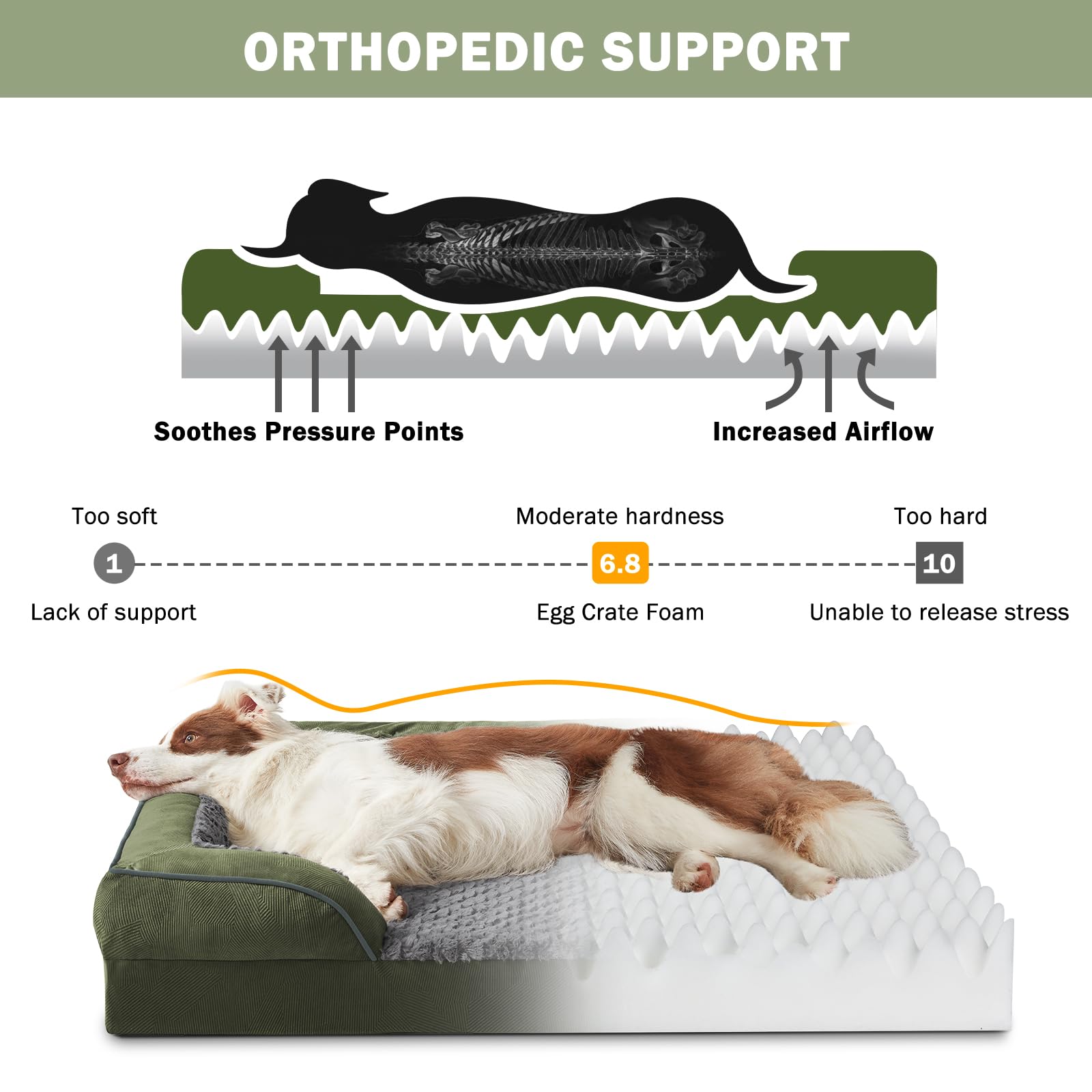 INVENHO cama para perro espuma forma huevo, vista lateral, diseño envolvente