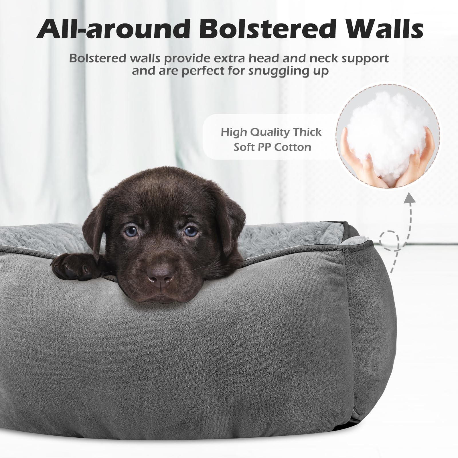 INVENHO Cama para perro grande con bordes elevados que apoyan cabeza y cuello.