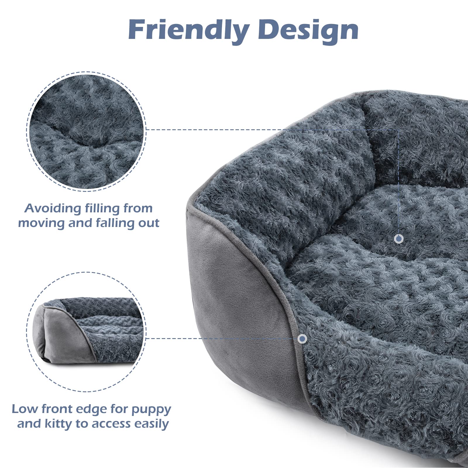 Cama INVENHO lavable a máquina para limpieza fácil.