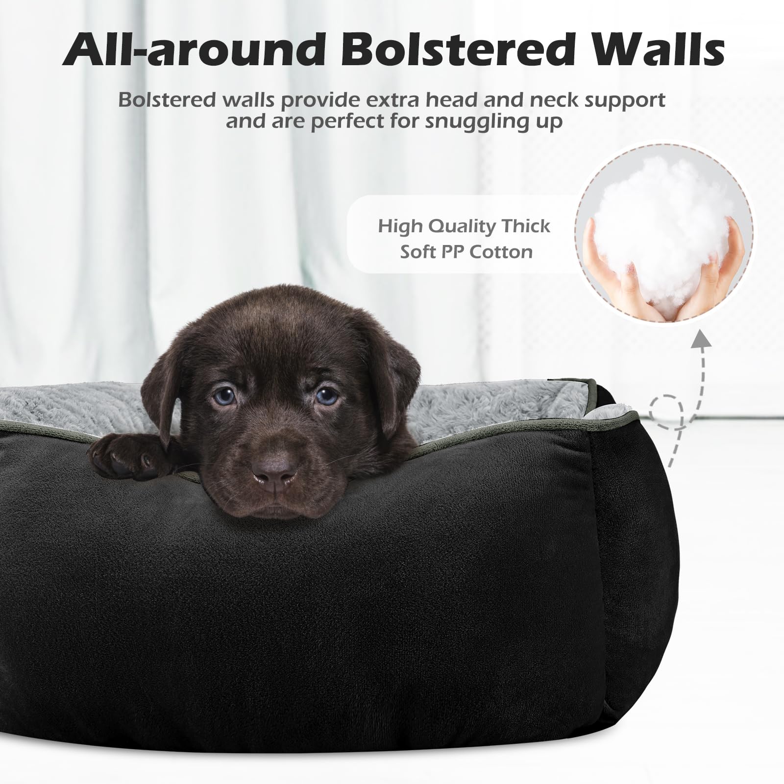 INVENHO cama perro mediana borde elevado, soporte para cabeza y cuello.