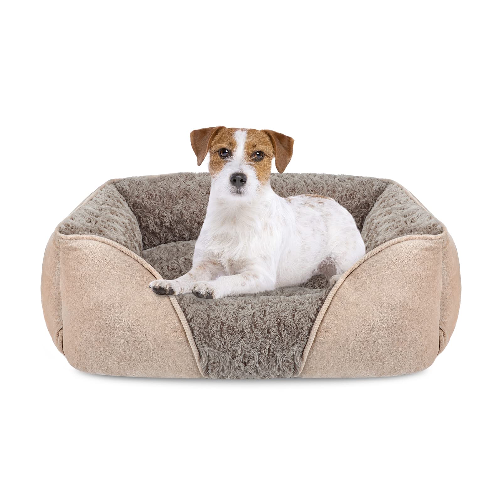 INVENHO cama para perro mediano con pelaje rosado, descanso suave.