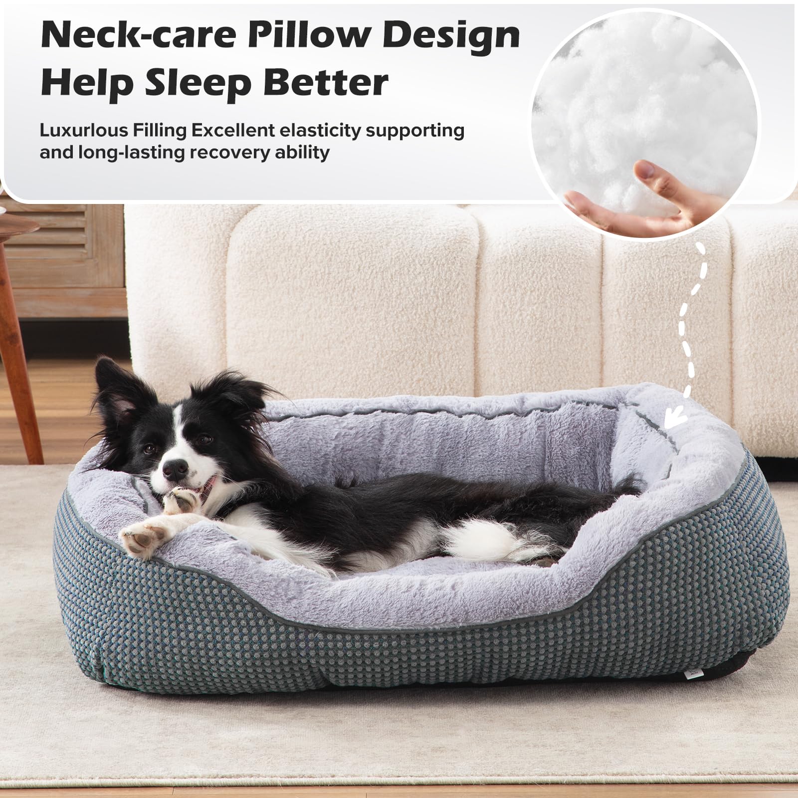 Cama INVENHO para perro mediano, tacto suave para relajarse.