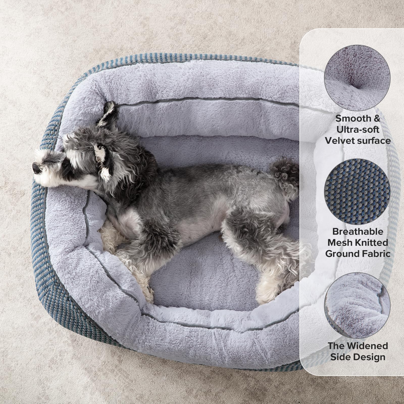 Cama INVENHO para perro mediano, tejido plush suave para descanso acogedor.