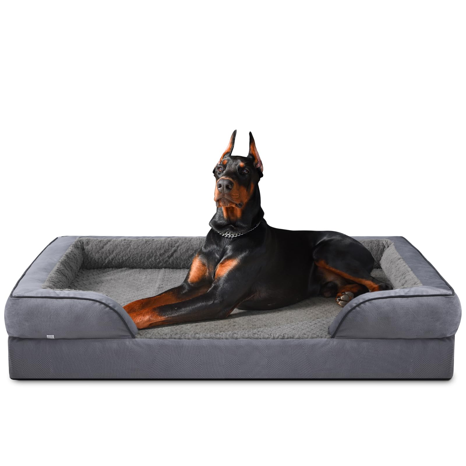 Cama ortopédica INVENHO XXL en vista frontal ofrece apoyo cómodo para perros grandes
