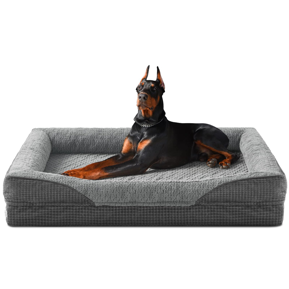 INVENHO cama ortopédica XXL para perros, vista frontal, superficie suave para descanso cómodo.