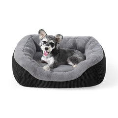 Cama INVENHO para perros pequeños con bordes elevados ofrece apoyo y seguridad.