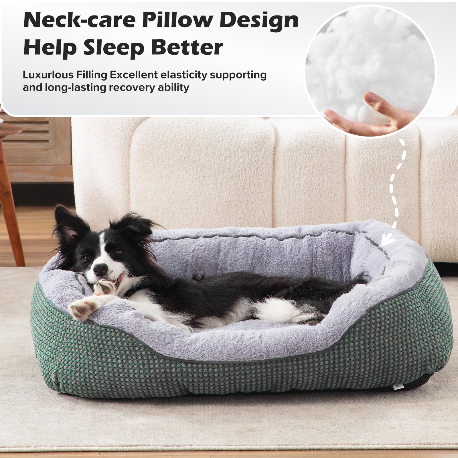 INVENHO cama para perro pequeño, bordes ergonómicos para apoyar la cabeza