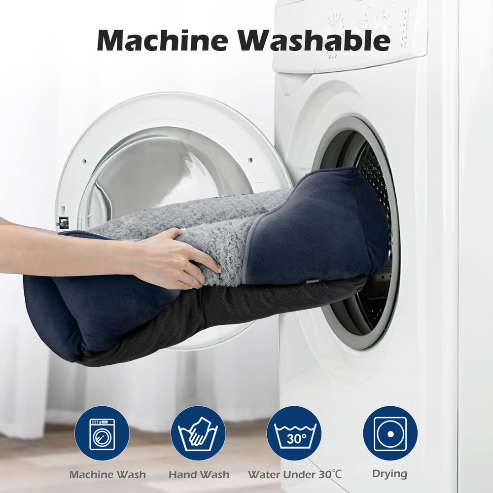Cama INVENHO lavable a máquina, ciclo suave y secado en secadora.