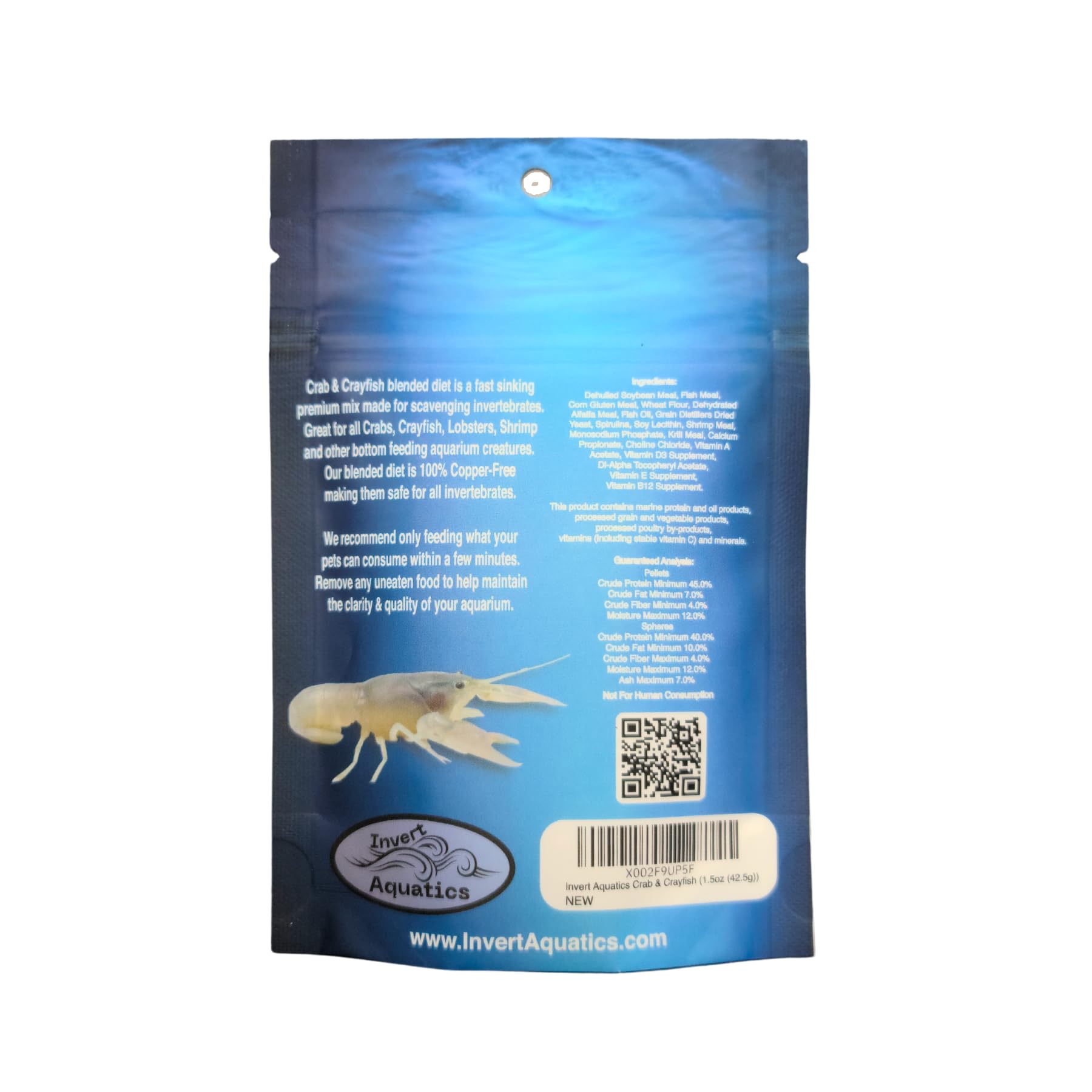 Invert Aquatics pellets y palitos para crustáceos, ideal para una alimentación balanceada en acuario