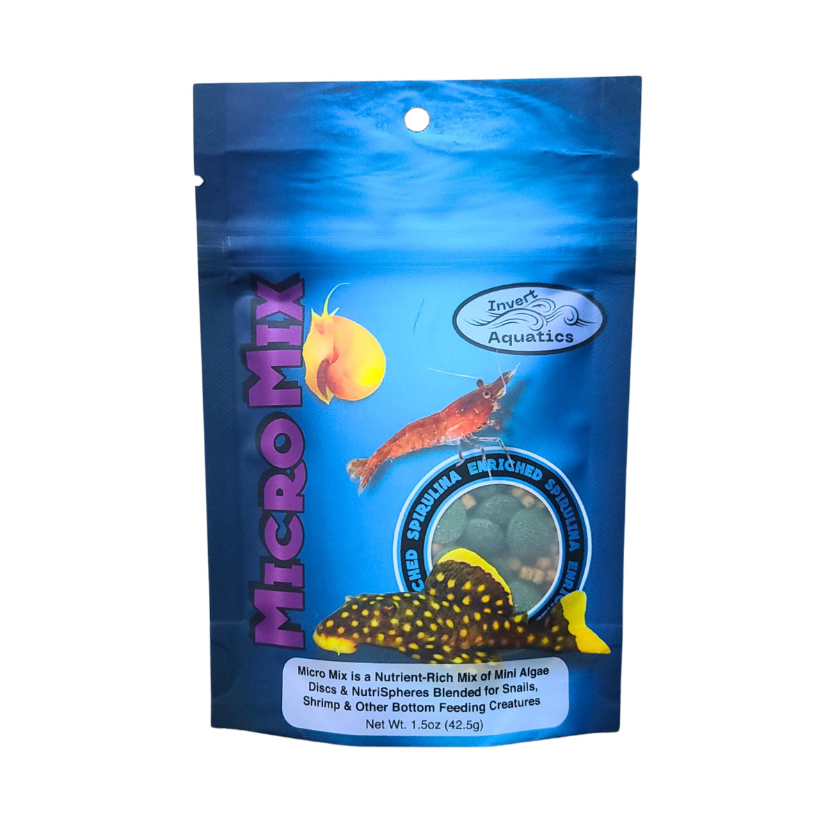 Invert Aquatics Mezcla Micro: discos mini de algas para nutrición diaria de caracoles.