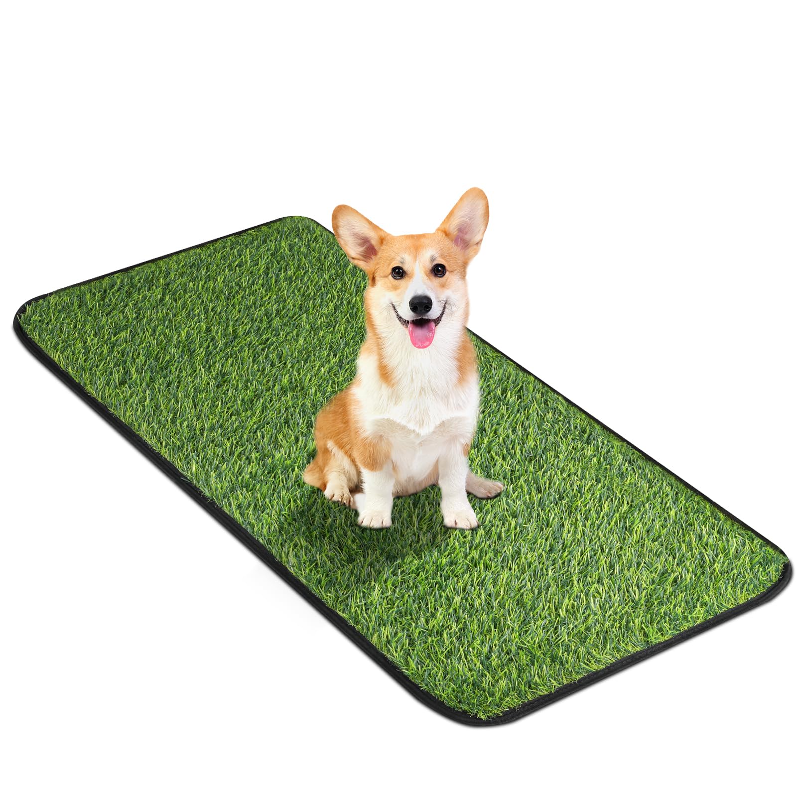 Inwoditeki cesped artificial, alfombra suave para entrenamiento de mascotas con drenaje