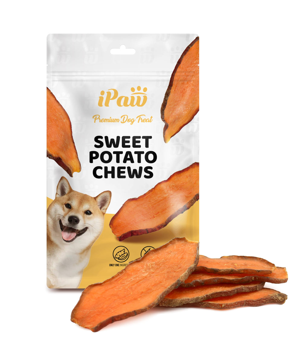 iPaw premio batata dulce en mano, snack sabroso para perros