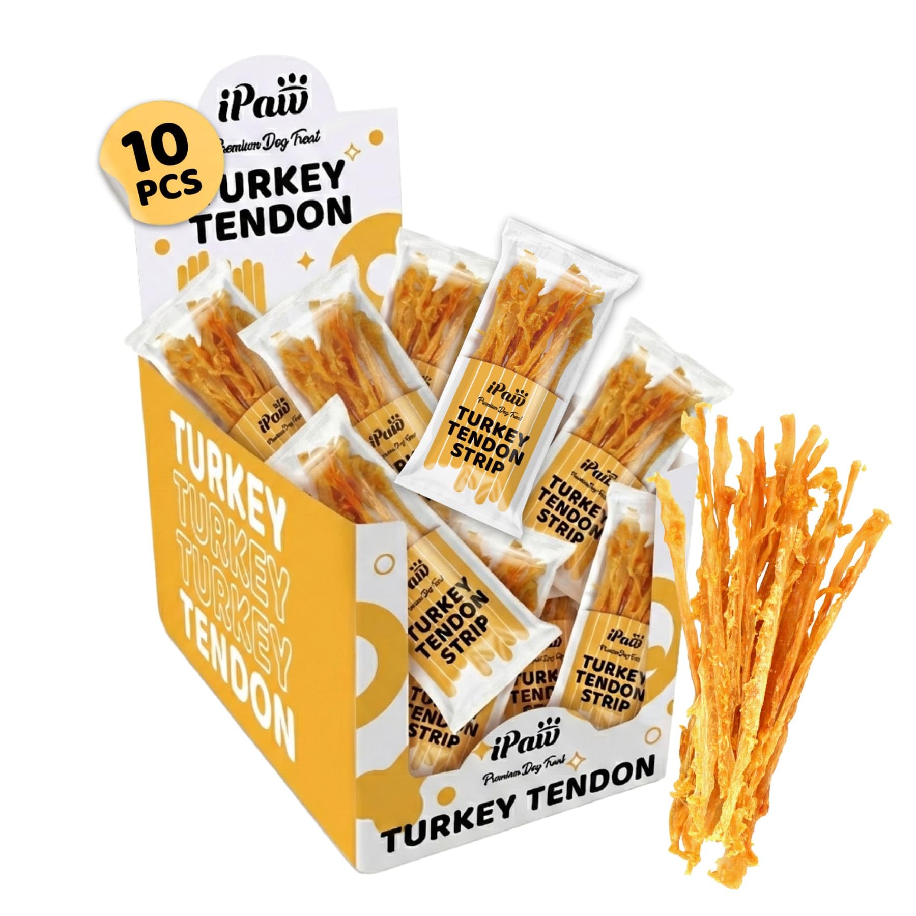 iPaw Tendón de pavo para perros, trenzado, ideal para masticación diaria.