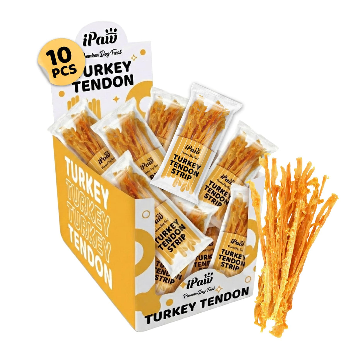 iPaw Tendón de pavo para perros, trenzado, ideal para masticación diaria.
