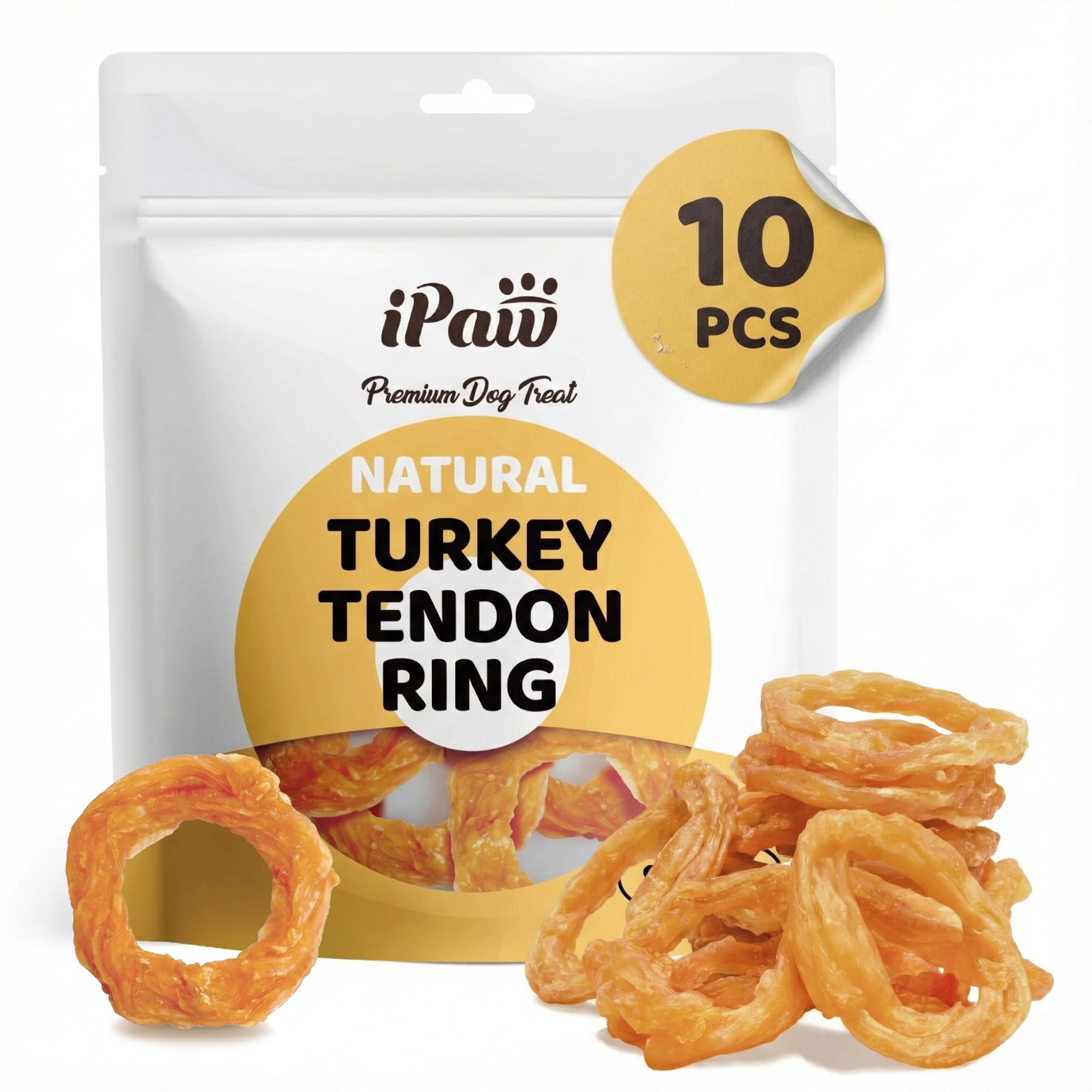 iPaw tendones de pavo aro pequeño pack: snack natural de proteína única para perros.