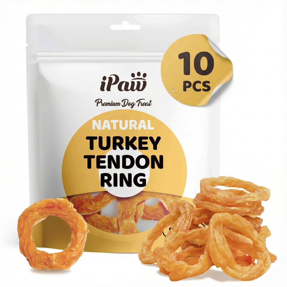 iPaw tendones de pavo aro pequeño pack: snack natural de proteína única para perros.