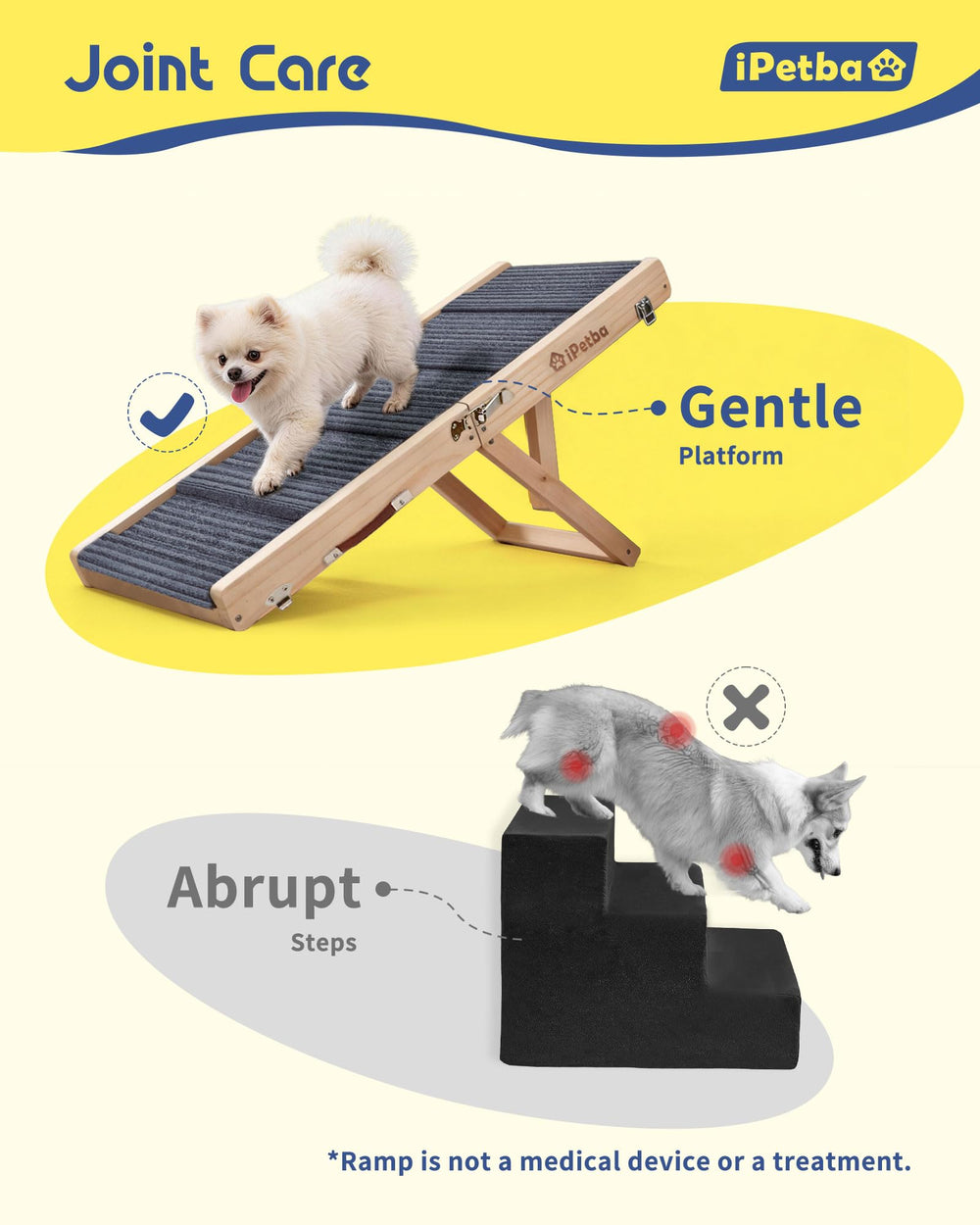 iPetba rampa con ajuste de alturas para adaptar a muebles y camas.