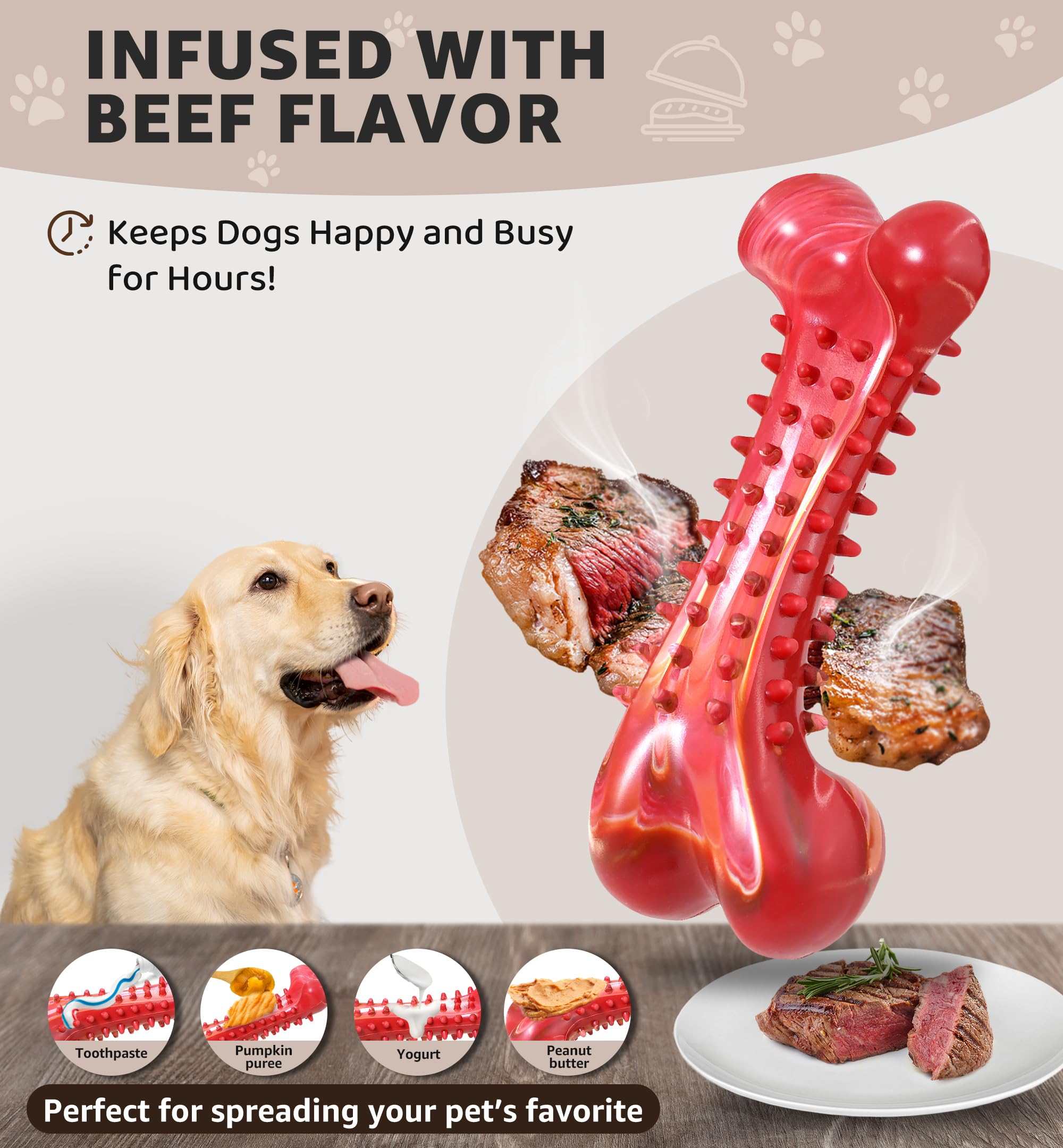 IPTPAS Juguete dental para perros con sabor a carne para más diversión.