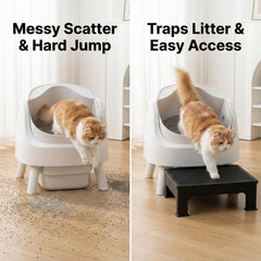 IQMaoGo rampa para caja de arena, ajuste 5-9 pulgadas, acceso cómodo para gatos mayores.
