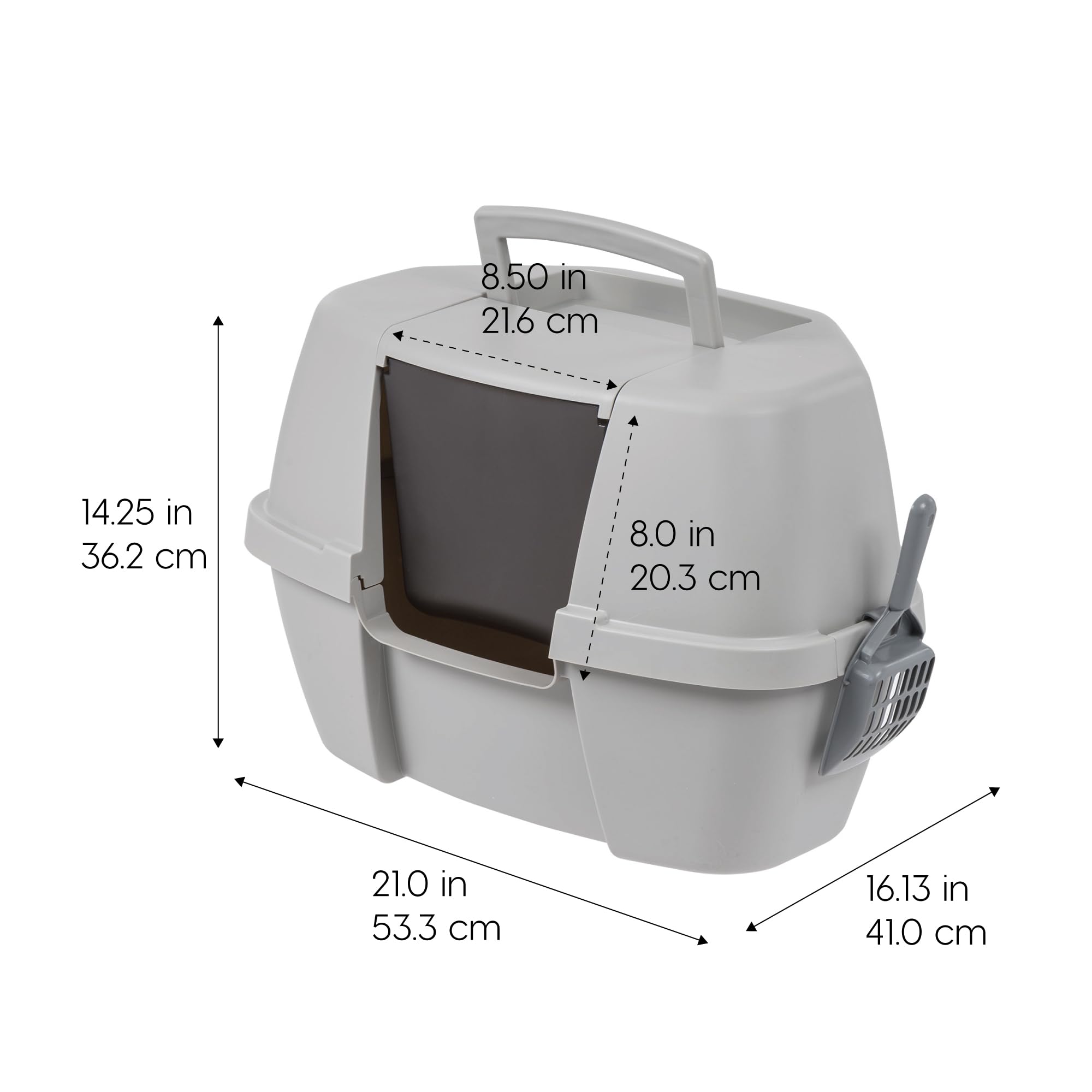 IRIS USA caja de arena en esquina con tapa plegable para limpieza fácil
