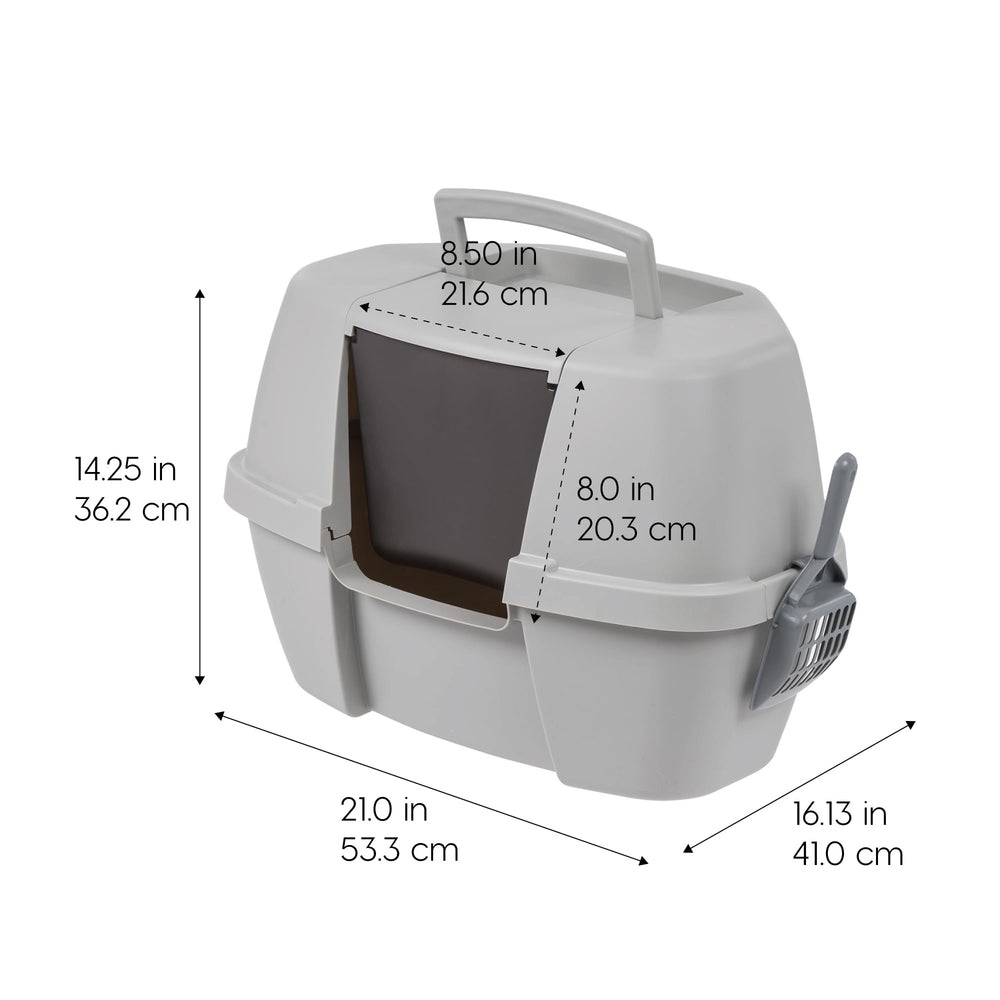 IRIS USA caja de arena en esquina con tapa plegable para limpieza fácil