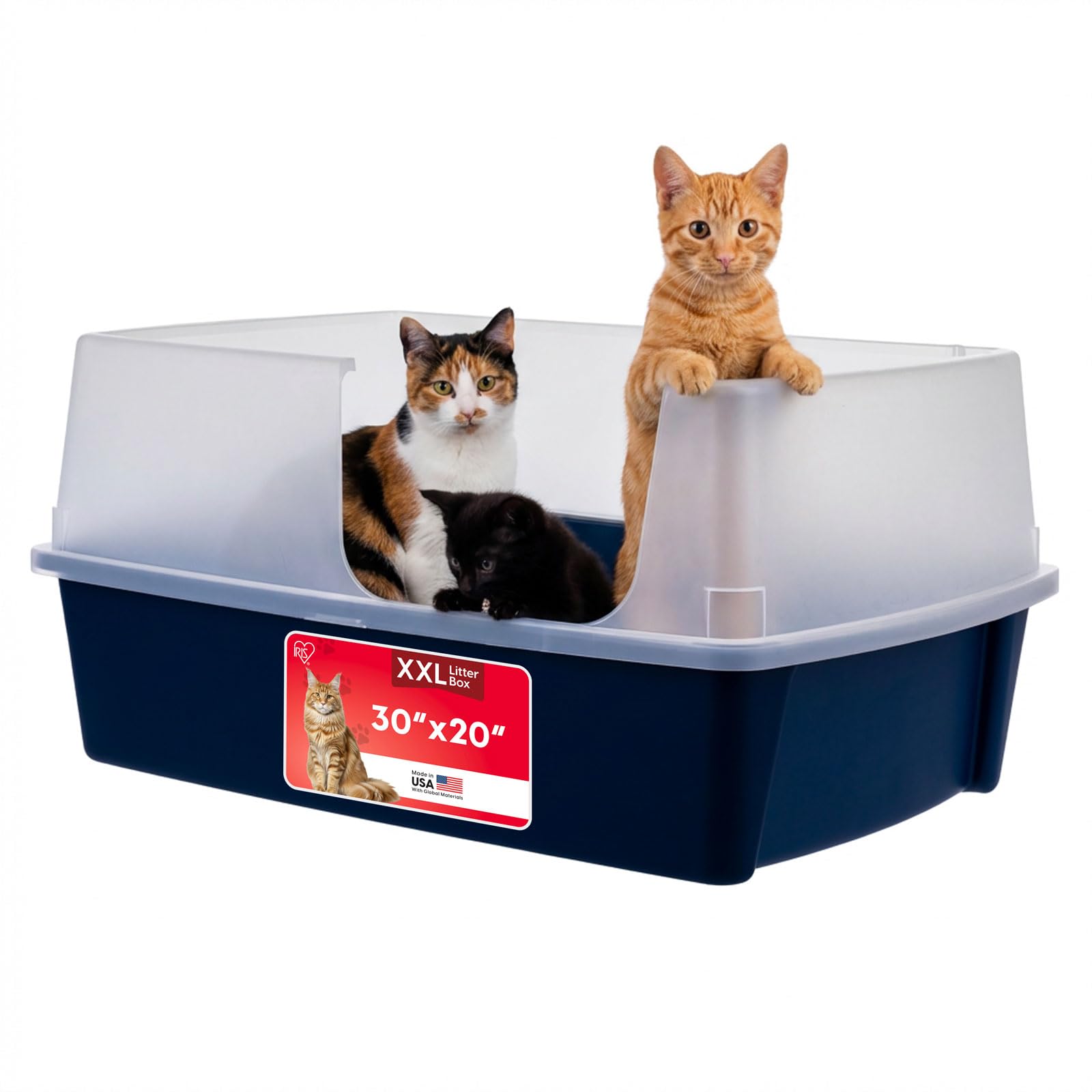 Caja IRIS USA XXL con entrada lateral abierta, ideal para gatos grandes y hogares con múltiples gatos.