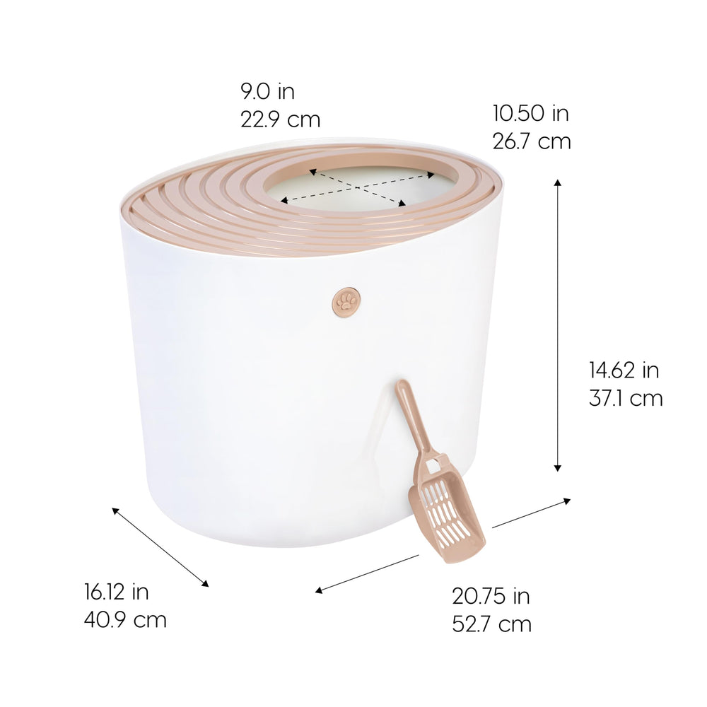 IRIS USA caja de arena con diseño cerrado que oculta la basura y reduce olores.