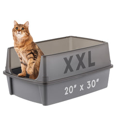 IRIS USA caja de arena XL abierta para gatos grandes, facilita el movimiento y la limpieza
