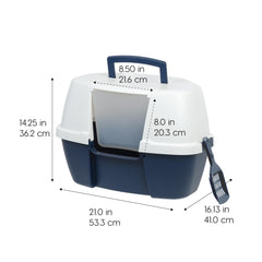 IRIS USA caja esquina para gatos, tapa y puerta ocultan olores de forma eficiente.