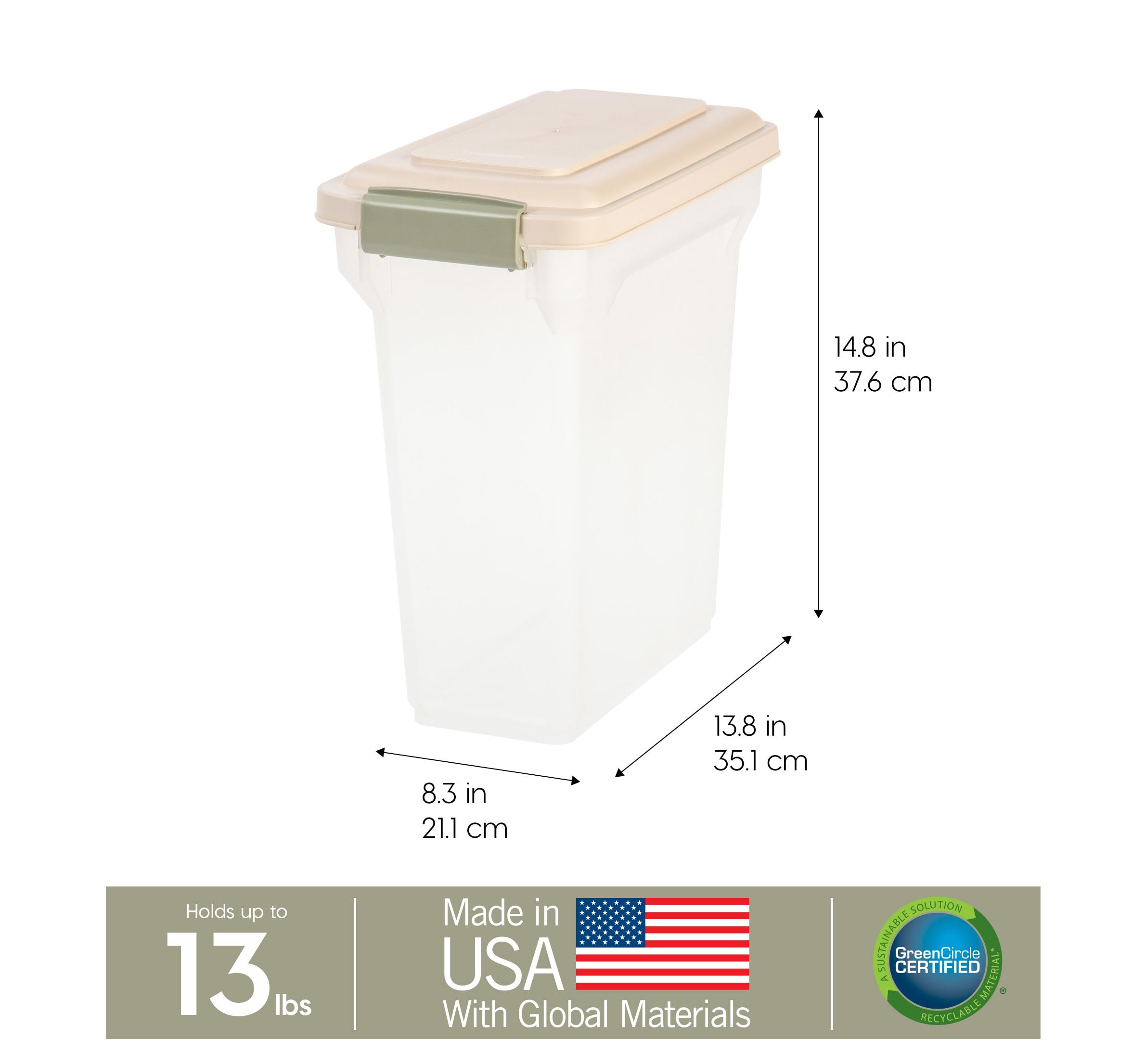 IRIS USA capacidad de 13 libras para comidas secas, ideal para mantener raciones a mano.