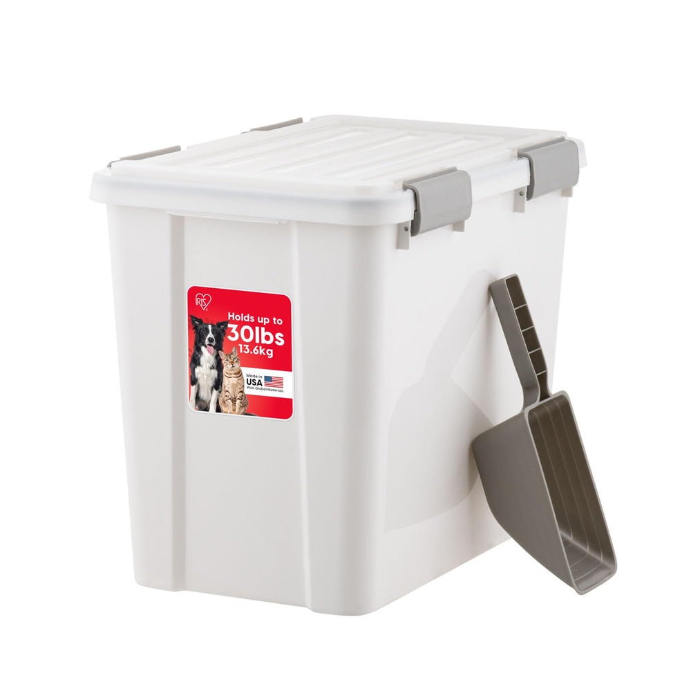 IRIS USA contenedor apilable para comida de perros, mantiene la comida fresca y protegida.