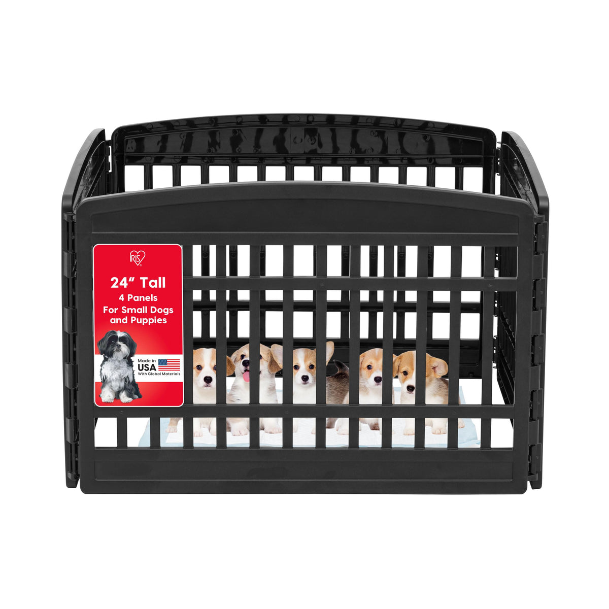 IRIS USA corral para perros 24 pulgadas con 4 paneles para entrenamiento y juego