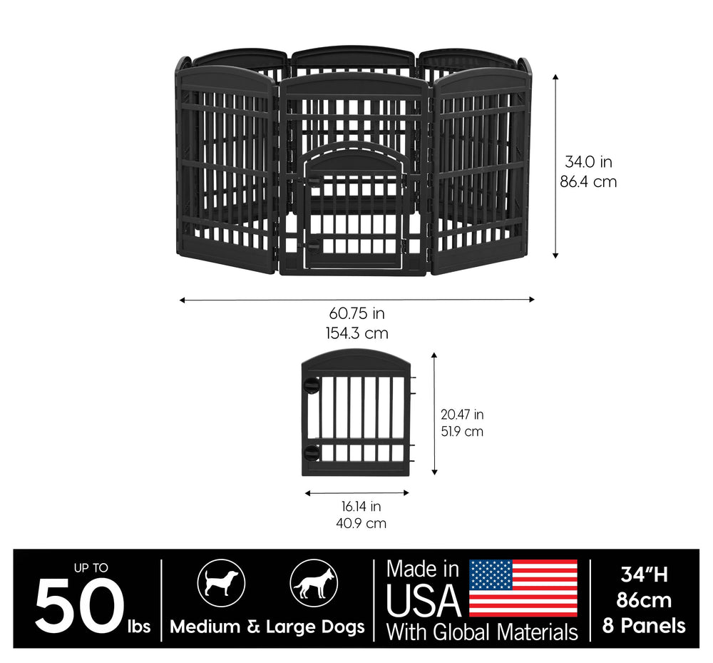IRIS USA Dog Playpen Paneles 8 para formar diferentes disposiciones y ampliar el espacio
