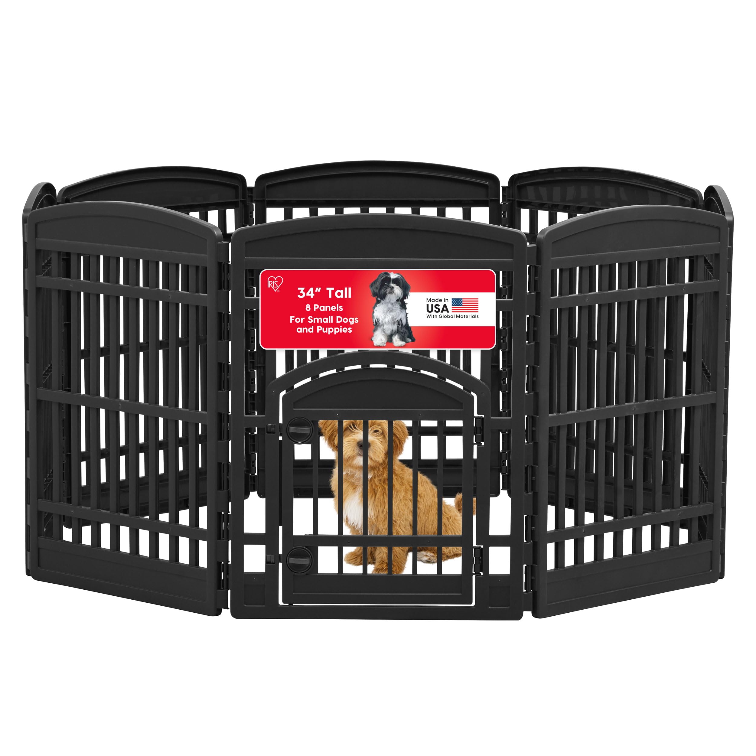IRIS USA Dog Playpen con Puerta frontal, acceso fácil para mascota segura