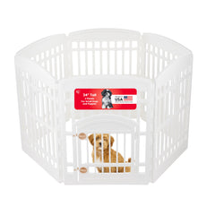 IRIS USA jaula de juego para perros con puerta abierta, espacio seguro para jugar.