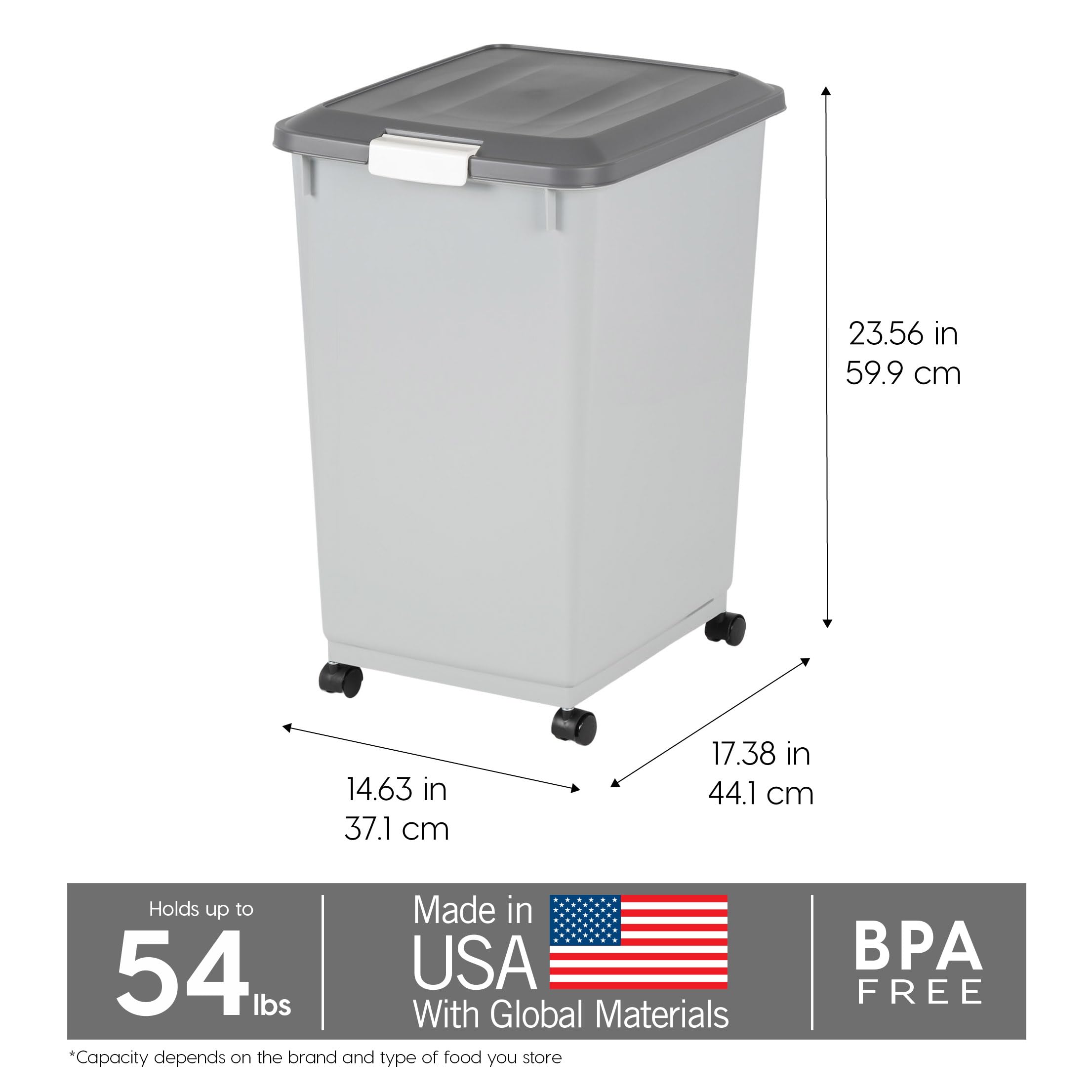 Cuchara medidora de 2 tazas integrada en la tapa IRIS USA.