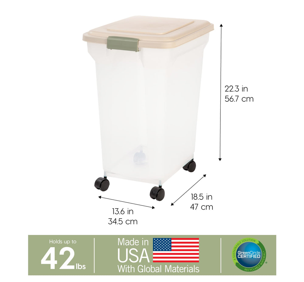 IRIS USA WeatherPro ruedas desmontables para mover fácilmente el contenedor.